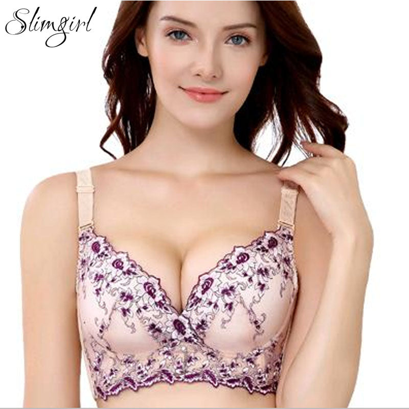 Women Fashion Lingerie Lace Bra Floral Embroidery