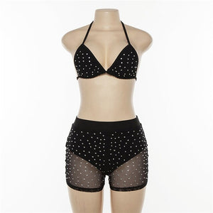 Women Fashion Lingerie Mesh Two 2 Piece Set Bra