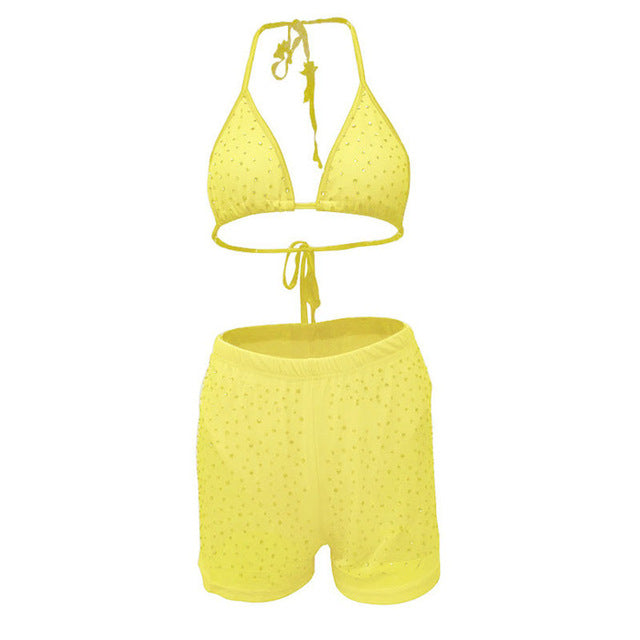 Women Fashion Lingerie Mesh Two 2 Piece Set Bra