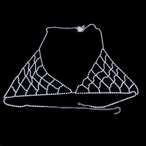 Women Fashion Lingerie Crystal Mesh Bra and Panties