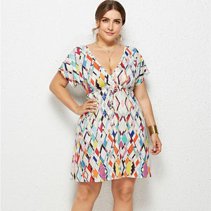 Women Fashion Lingerie Casual V-neck Print Dress