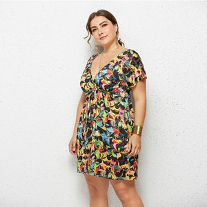 Women Fashion Lingerie Casual V-neck Print Dress