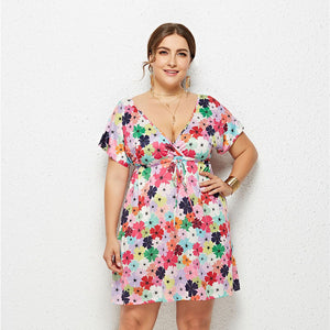 Women Fashion Lingerie Casual V-neck Print Dress