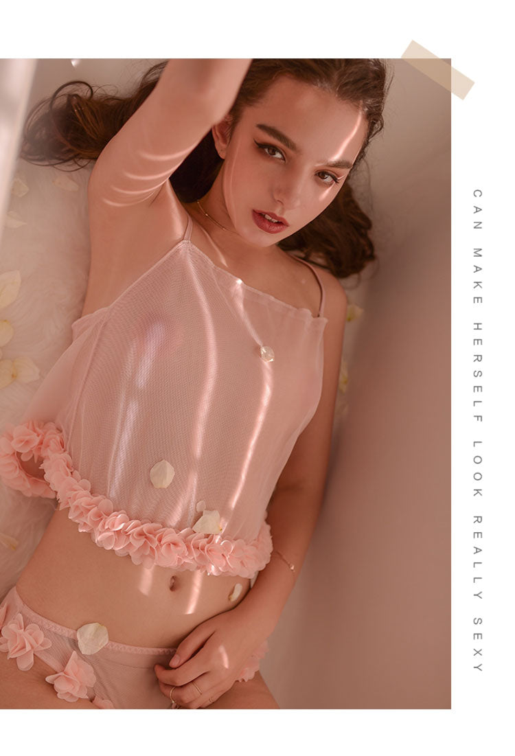 Women Fashion Lingerie Mesh Strapless Tops Shorts Leg Ring