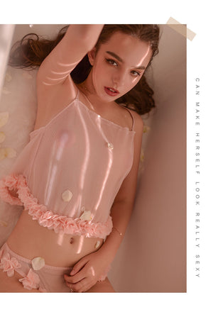 Women Fashion Lingerie Mesh Strapless Tops Shorts Leg Ring
