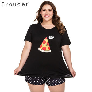 Women Fashion Lingerie O-Neck Short Sleeve Nightshirt and Shorts