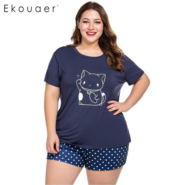 Women Fashion Lingerie O-Neck Short Sleeve Nightshirt and Shorts