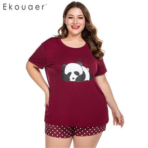 Women Fashion Lingerie O-Neck Short Sleeve Nightshirt and Shorts
