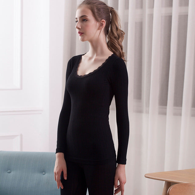 Women Fashion Lingerie Warm Sleepwear Long Sleeve Pant
