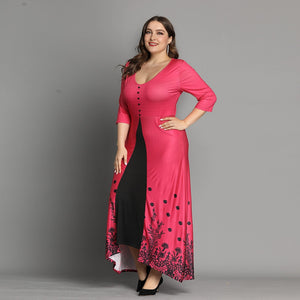 Ladies Dress Floral Print Three Quarters Sleeve Dress