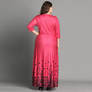 Ladies Dress Floral Print Three Quarters Sleeve Dress