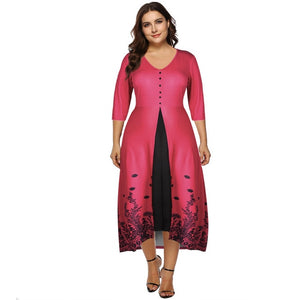 Ladies Dress Floral Print Three Quarters Sleeve Dress