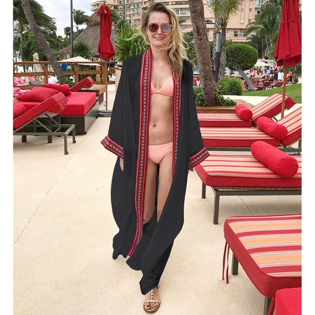 Women Fashion Lingerie Beach Dress Long Sleeves Tunics Bikini