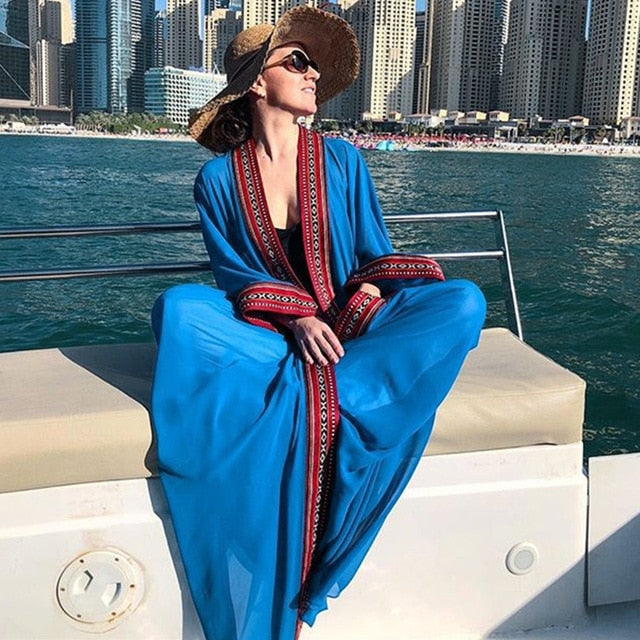 Women Fashion Lingerie Beach Dress Long Sleeves Tunics Bikini