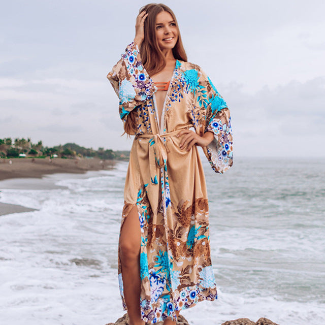 Women Fashion Lingerie Beach Dress Long Sleeves Tunics Bikini