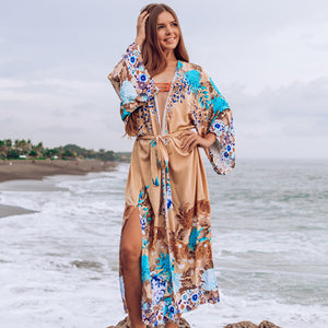 Women Fashion Lingerie Beach Dress Long Sleeves Tunics Bikini