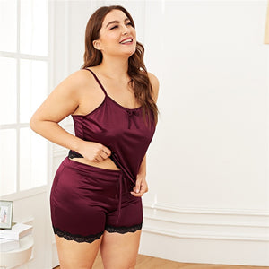 Women Fashion Lingerie Top With Shorts Sleepwear Sleeveless Strap Nightwear