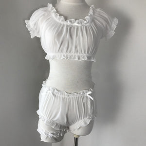 Women Fashion Lingerie Sleeve Tops Shorts Leg Ring