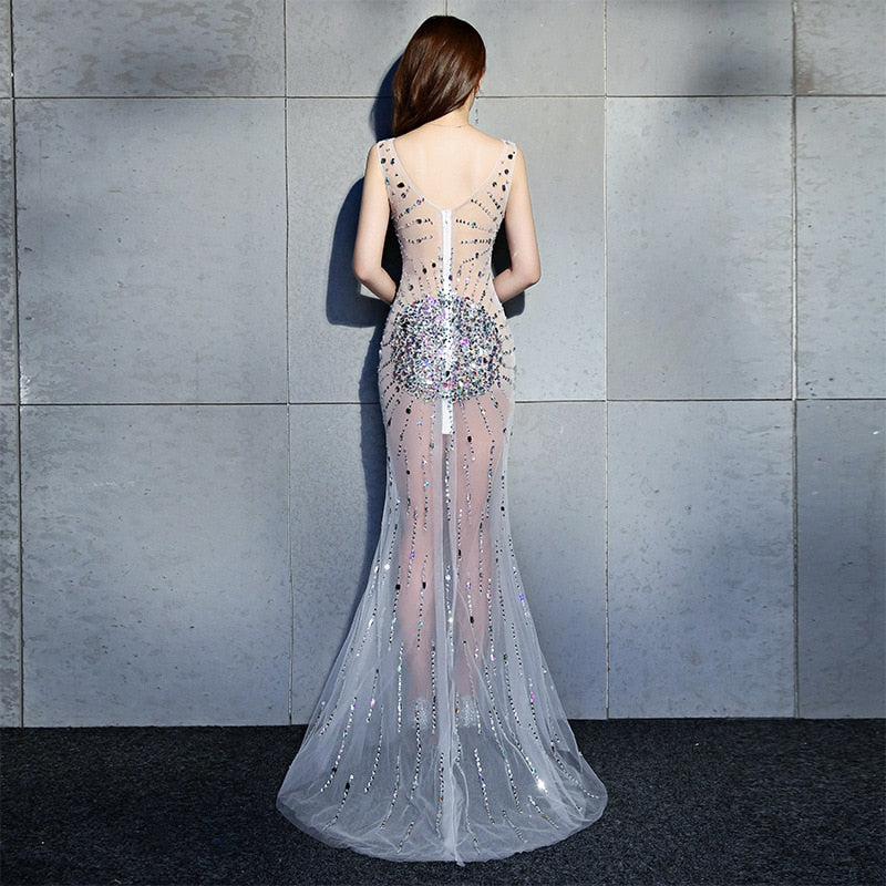 Women Fashion Lingerie V-Neck Long Evening Dress