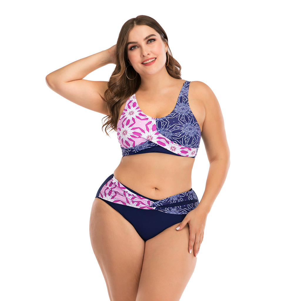 Women Fashion Lingerie Two-tone High Waist Swimwear