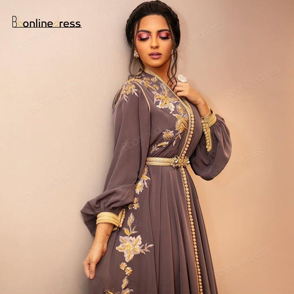 Evening Dress Sleeve Arabic Muslim Party-Dress