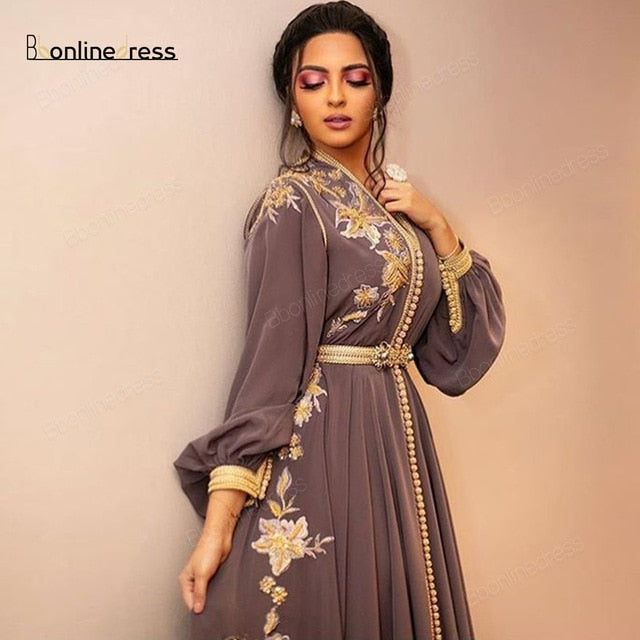 Evening Dress Sleeve Arabic Muslim Party-Dress