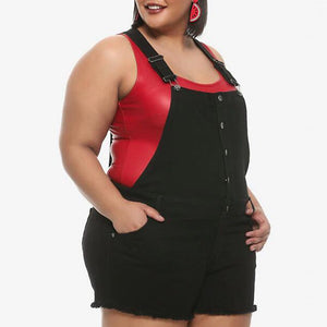Jumpsuit Strap Pants Button Black Ladies Mini Romper Bodysuit Summer
