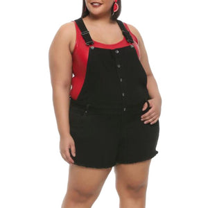 Jumpsuit Strap Pants Button Black Ladies Mini Romper Bodysuit Summer