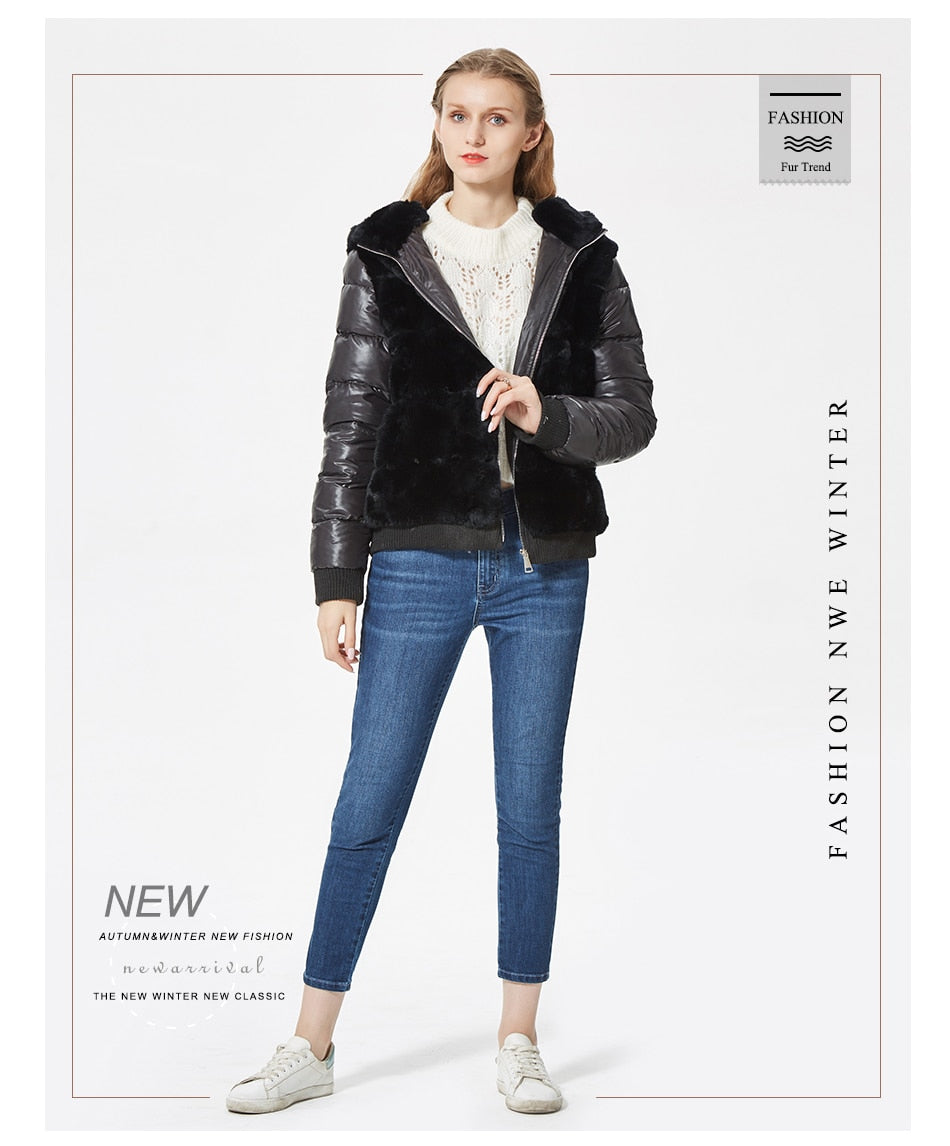 Jacket Hooded with down fur Coat