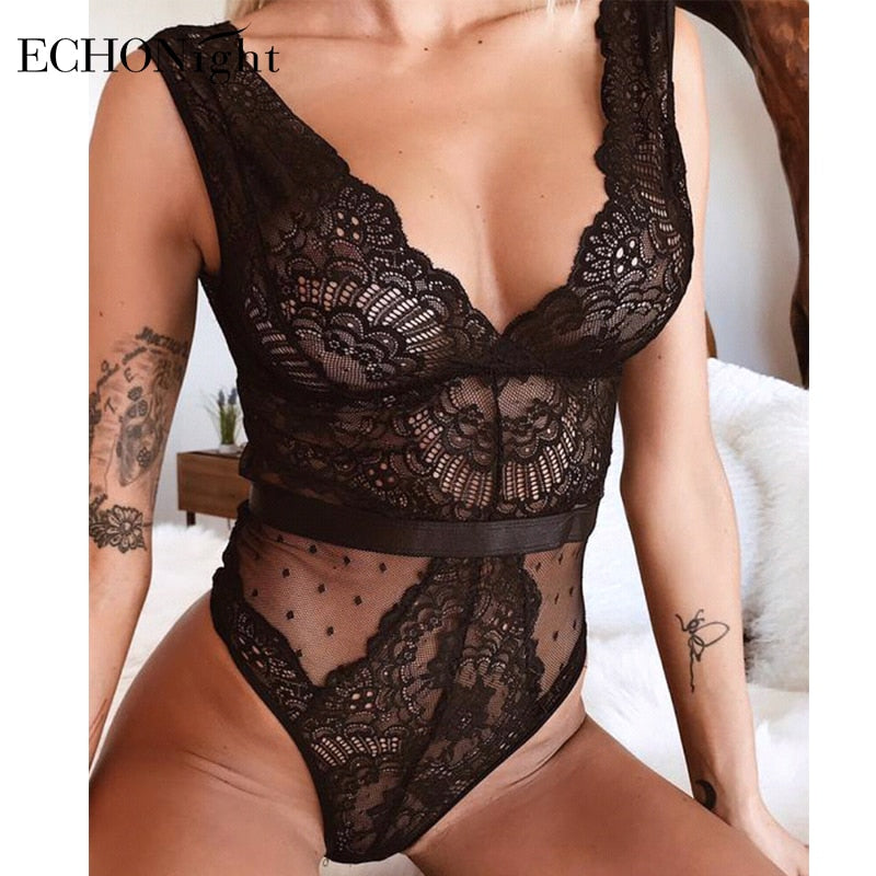 Bodysuit Women Deep V Neck
