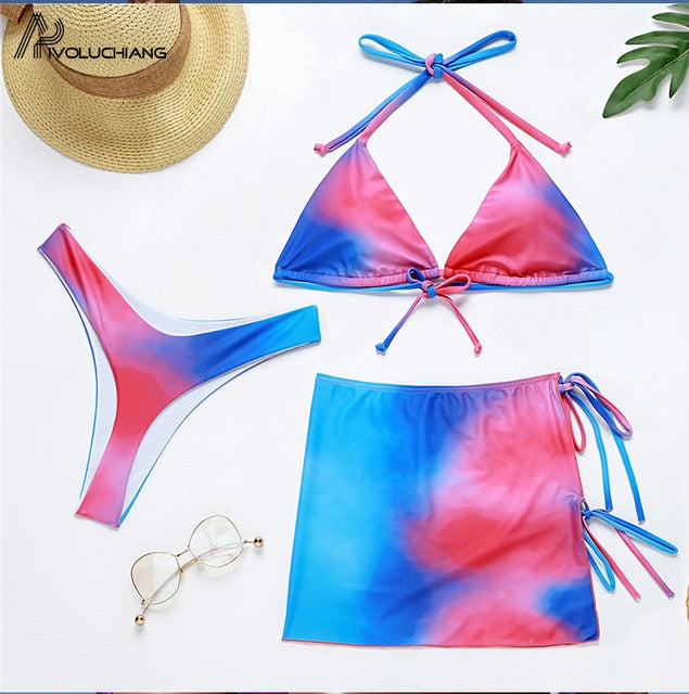 Bikini Drawing Tye Dye Swimsuit