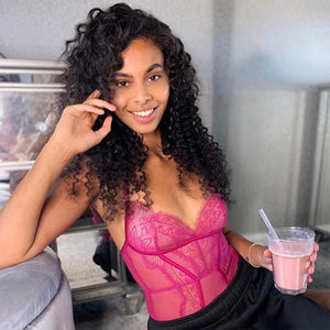 Bodysuit Women Lace Rompers Deep-V Neck Fitness Sleeveless