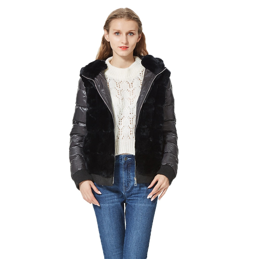 Jacket Hooded with down fur Coat